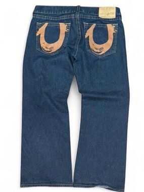 Y2K True Religion Paint Flap Bootcut Jeans